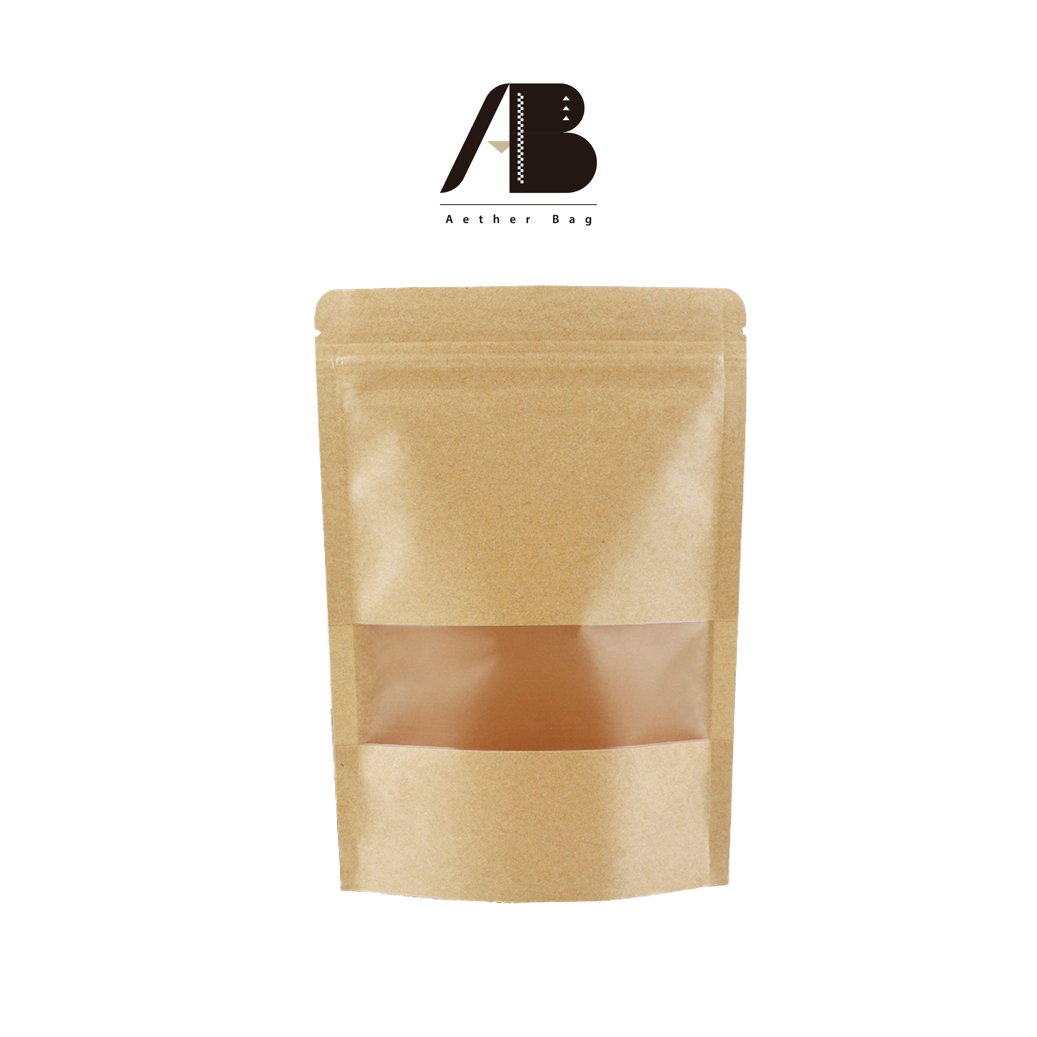 Kraft Windowed Stand Up Pouches ( 125g、250g、500g、1kg )